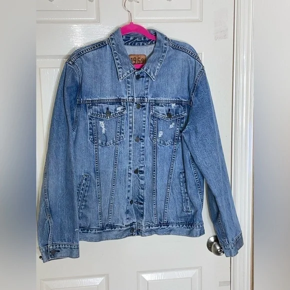 Unisex Gap Denim Gap Customized , Medium Wash Denim Icon Jean Jacket, Sz Large  - Picture 13 of 16